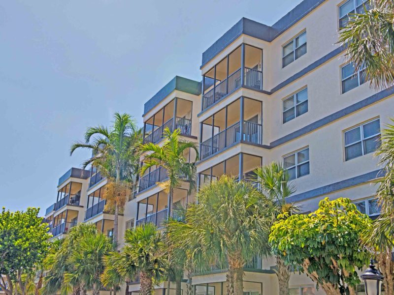 This image shows the landscape view of the tall establishments of TGM Oceana in Boca Raton, Florida.